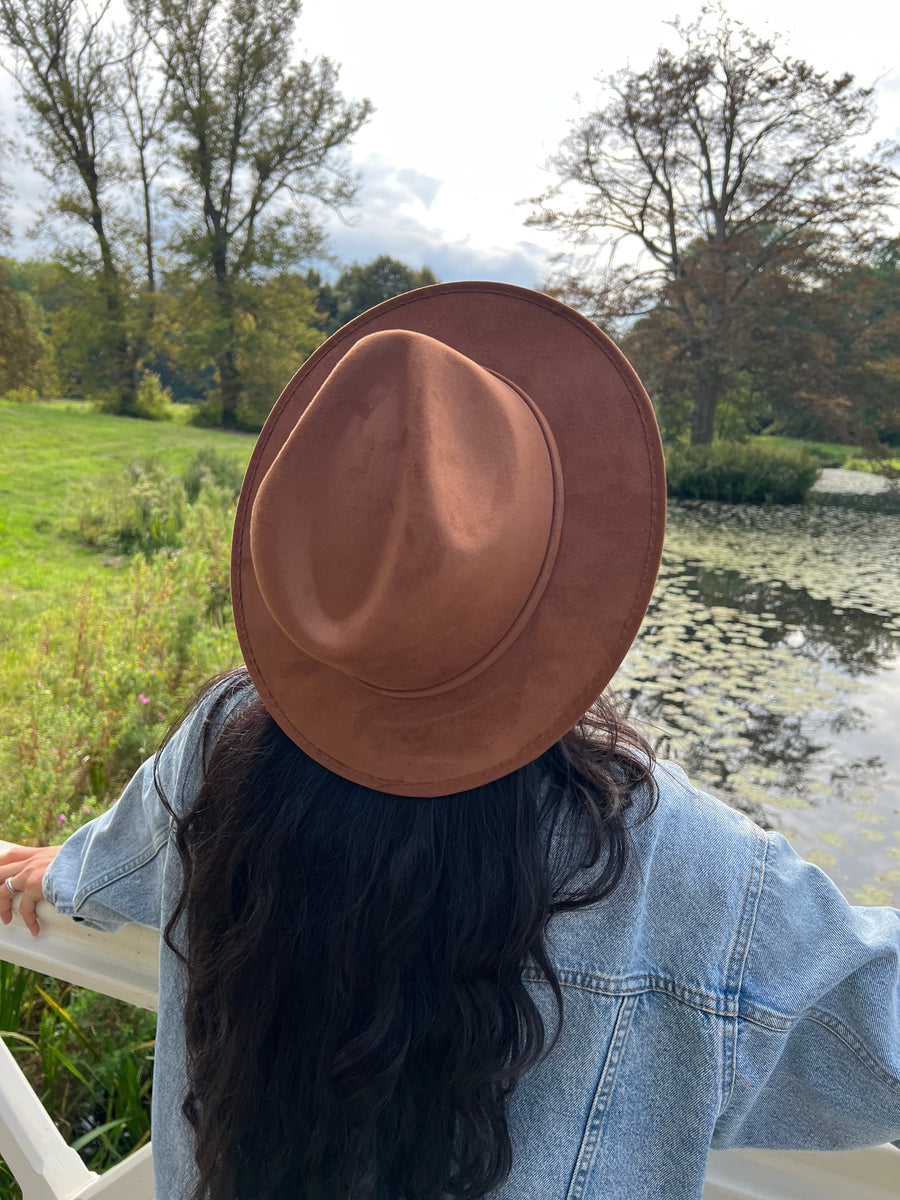 Tapalpa · Brown vegan suede waterproof fedora hat