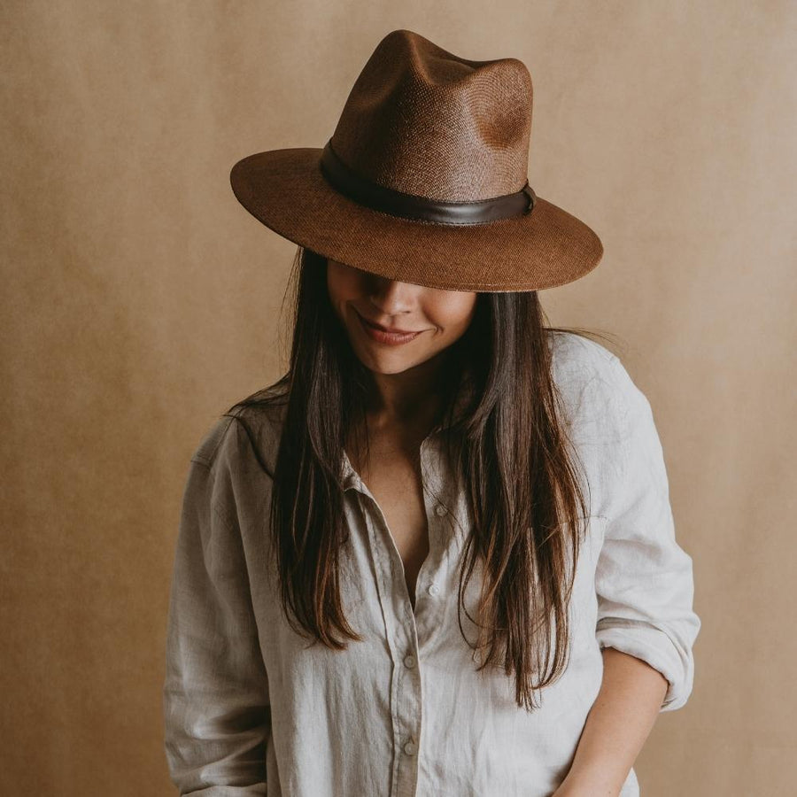 Brown Panama Style Hat: Puebla · Handmade in México · Sandoval M